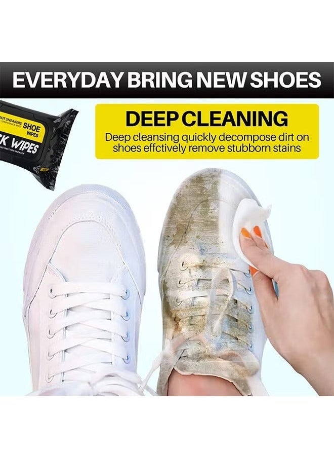 2 Pack 60 Pcs Shoe Sneaker Wipes Cleaner Quick Wipes Disposable Travel Portable Removes Dirt, Stains, Natural, Large, Natural, Large - Image 5